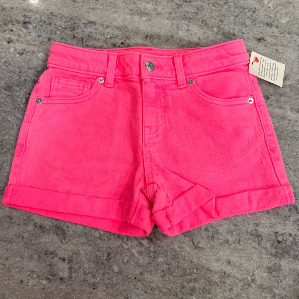 Cat & Jack Neon Pink Denim Roll-Cuff Shorts - NWT